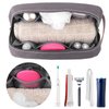 seemeroad Toiletry Bag Canvas for Men/Women Traveling Cosmetic Bag Dopp Kit Leather Shaving Organizer Hygiene (M -Grey)