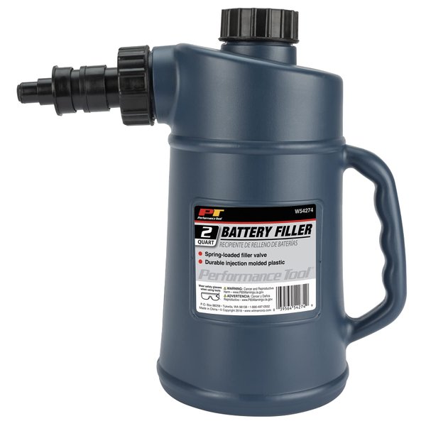 Performance Tool W54274 Battery Filler with Assisted Shut Off and Drip-Free Valve, 2 Quarts