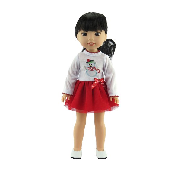 American Fashion World Christmas Snowman Dress for 14-Inch Dolls | Premium Quality & Trendy Design | Dolls Clothes | Outfit Fashions for Dolls for Popular Brands