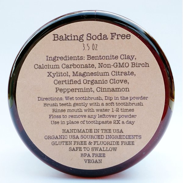 Organic Vegan Fluoride Free Tooth Powder Baking Soda Free, Cinnamon and Clove Flavor, Value Size 6 Month Supply