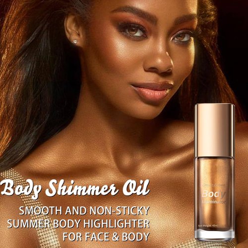 MAEPEOR Body Luminizer 5 Colors Smooth Subtle Shimmer Body Illuminator Moisturizing Long Lasting Summer Glow Illuminator For Face & Body (40ML, 04 Glistening Bronze)