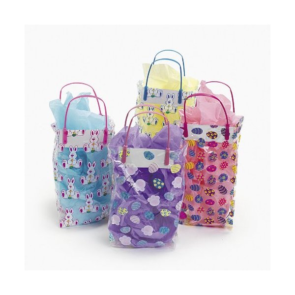 Easter Gift Bags Assortment - 36 Bags with handles in bright colors and patterns - Easter Hunt and Party Supplies