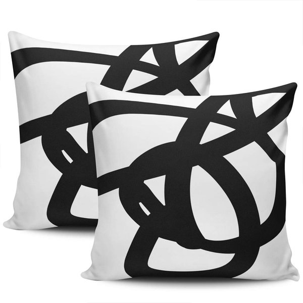 KELEMO Home Set of 2 Pillow Case Black White Abstract Art Modern Throw Pillow Covers Cushion Decorative Pillowcase Square 20 x 20 Inches