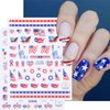 8Pcs 4th of July Nail Stickers USA Statue of Liberty Flag Star Fireworks Bow Nail Design Decals Patriotic Star Nail Art Stickers 3D Independence Day Nail Decals for Memorial Day DIY Nail Decoration