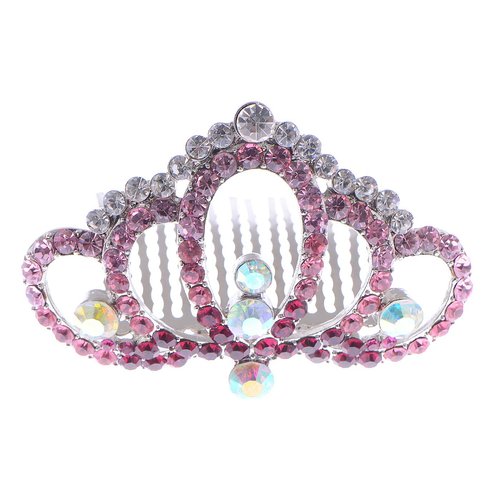 Alilang Vintage Rose Pink Bridal Hair Comb Simulated Crystal Wedding Hair Accessories