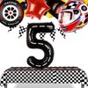 5 Pcs Helmet Tire Balloons Race Car Wheels Birthday Party Supplies Boys Bike Bicycle Motorcycle Truck Theme Party Decorations Favor Foil Mylar Black and Red