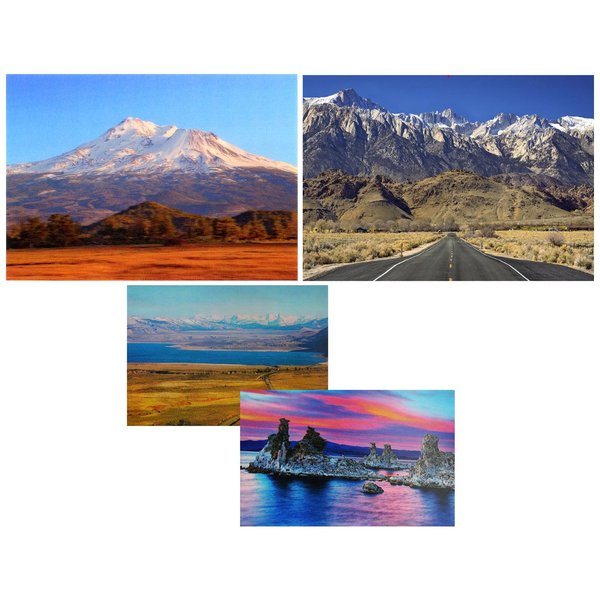 3-California Scenic - Mount Shasta, Mount Whitney, Mono Lake 3D Lenticular Postcard Greeting Cards