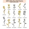 QXUJI 3D Rose Nail Art Charms, Flowers Rose Buds Nail Art Accessories Decoration, Metal Alloy Nail Art Decals, for Girls Women DIY Nail Design Craft Jewelry Making, Gold and Silver, 7 Styles
