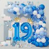 17 Number Balloon Blue 40 inch Big Foil Crown Helium 17th Balloons for 17 Year Old Boy Girl Birthday Party Decorations Wedding Anniversary Events Supplies