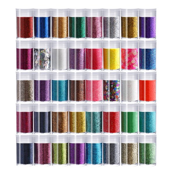 CIYOWTA Fine Glitter for Resin, Set of 40 Colors Glitter, Extra Fine Resin Glitter Powder, Arts and Craft Supplies Glitter, Ultra Fine Glitter for Nails, Body Glitter for Face Hair, Glitter Set
