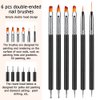 Lofuanna Nail Art Brush Set,6pcs Double Ended Fine Nail Liner Brush Dotting Pen Painting Tools with Nail Extension Gel Brush, Builder Gel Brush, Nail Art Liner Brush, Nail Dotting Pen for DIY Manicure