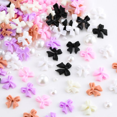 OWCATH Colorful Bow-Knot Nail Stud Rhinestones Crystal, 3D Bow-Knot Colorful Nail Charms Set for Nail Stones Design DIY Decoration Jewel Stones Nail Art Rhinestones