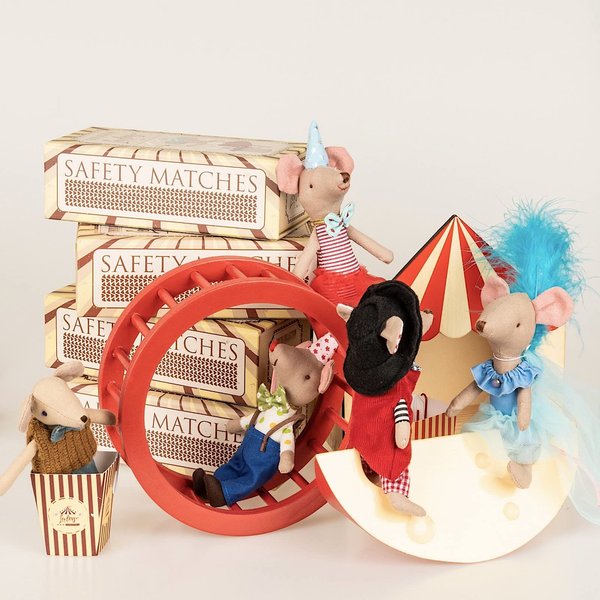 LEVLOVS Birthday Mouse in a Matchbox Toy Baby Registry Gift Plush Toy Circus Mouse (Circus Clown)