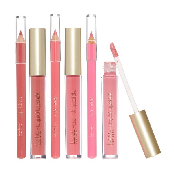 Nicole Miller Liquid Lipstick & Liner Collection | 8 Piece Set | 4 Liquid Lipsticks & 4 Lip Liners in Various Shades for Stunning, Long-lasting
