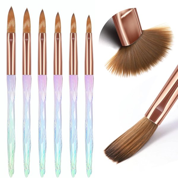 MAGIC ARMOR Nail Art Brushes Set,6PCS Professional Acrylic Nail Brushes for Acrylic Application Acrylic Powder Nail Extension and 3D Nail Carving Acrylic Brushes for Nail Salon DIY Size 4/6/8/10/12/14
