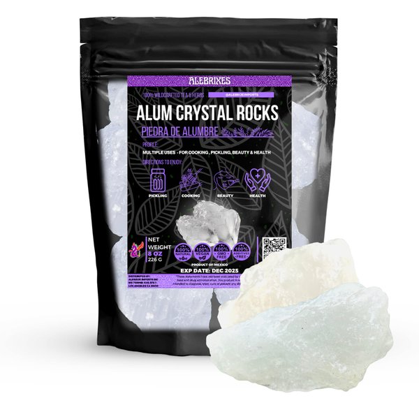 Alebrixes | Alum Stone Rocks| White Alum Crystal Blocks | Piedra De Alumbre Natural Entera | Natural Deodorant & Antiperspirant | For Cooking, Beauty & Health.