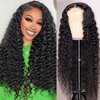 Ice Pear 13x6 Deep Wave Lace Front Wigs Human Hair 24 Inch HD Transparent Deep Curly Lace Frontal Wigs Human Hair 150% Density Glueless Wigs Human Hair Pre Plucked with Baby Hair Natural Color