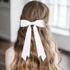 2PCS Silky Satin Hair Bows Ribbon Hair Clips, Fall Alligator Hair Pins, Ponytail Holder Accessories Sides Metal Hair Bow Barrettes Hair Accessories for Women Girls Kids (Black+White)