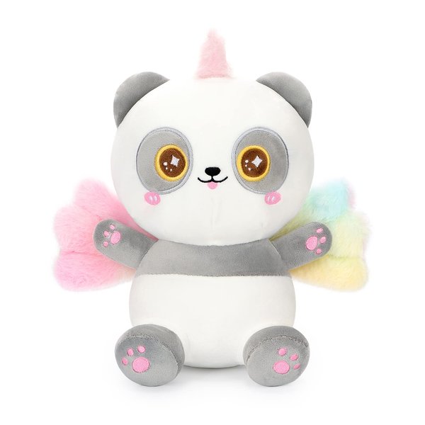 AIXINI Cute Pandacorn Plush Stuffed Unicorn Panda Bear Animal Plushie 10" Soft Toy with Rainbow Wings for Girls