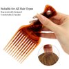 LiaSun 2 Pack Hair Pick Comb Amber Smooth Afro Comb Lift Detangle Hair Comb Hair Styling Tools for Curly, Thick, Medium, Long Hair, Facial Hair (Amber)