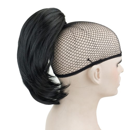 IMISSU Cute Short Claw Ponytail Grab Hairpieces Thick Clip In Hair Extensions Little Pony Tail Hair Pieces (Jet Black)