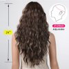 Allbell Long Brown Curly Wigs for Women Deep Wave Wigs with Bangs Synthetic Heat Resistant Wigs with Highlights