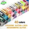 Ciyowta Glitter, Fine Glitter for Resin, Festival Face Glitter Hair Glitter, 40 Jars 0.21oz Each Glitter Set, Body Makeup Glitter, Arts and Craft Supplies Glitter