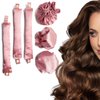 EwiutoijngiQanNew Satin Heatless Hair Curler,Hair Rollers for Heatless Curls with Hair Caps,Soft Heatless Curling Rod Headband for All Hair Types,No Heat Curling to Sleep in Overnight (pink)