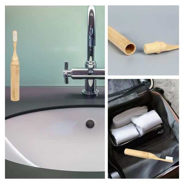 Travel Toothbrush Bamboo Toothbrushes Case Holder Kit Folding Toothbrush Portable Soft Bristle Adult Eco Friendly Natural toothbrush With Bamboo Handle Cover for Home School Business Travel Camping