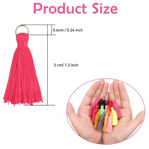 180PCS 30 Colors 3.5CM Multi-Color Mini Tassels Tiny Craft Tassels for Earring Jewelry Making Keychain Tassel Charms Bag Charms Pendant Handmade DIY Accessories(1.44Inch)