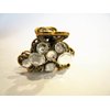 Small mini antique bronze bow metal hair claw clip with crystals bridal clip