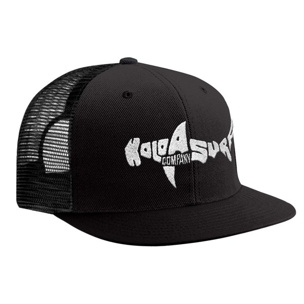 Koloa Shark Mesh Back Trucker Hat in Black with White Logo