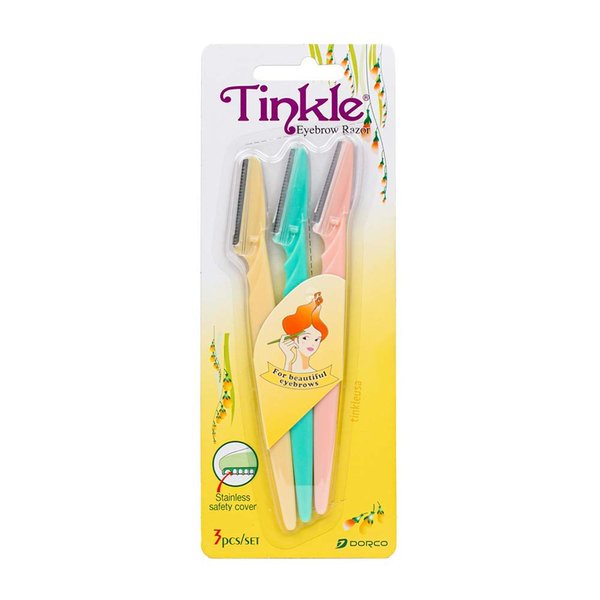 Dorco Tinkle Eyebrow Razors for Women, Dermaplane Razor 3Razors [3ct per pack (1pk)], Eyebrow Trimmer Dermaplaning Tool for Safe and Easy Thanksgiving Gift, Stocking Stuffer