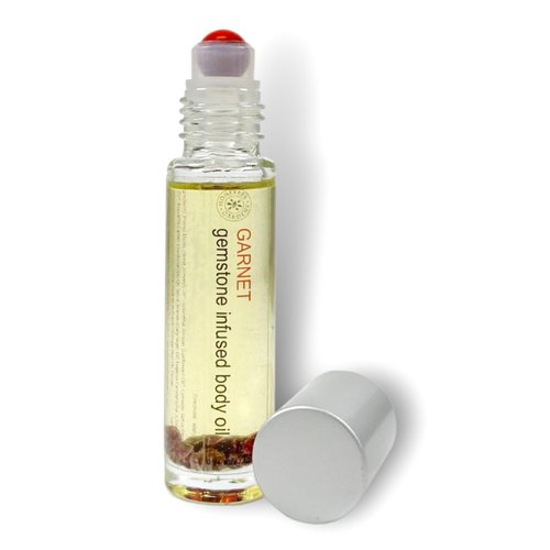 Honeybee Gardens Crystal Infused Body Oil ROLLERBALL - Garnet, 0.34 fl oz.,