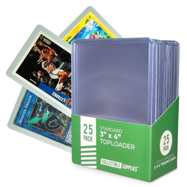 Collectible Supplies Top Loaders for Cards | 3x4 Inch Card Protectors for Collective Trading| Protective Sports Card Holder | Standard Size | Penny Soft Sleeves (25 Toploaders)