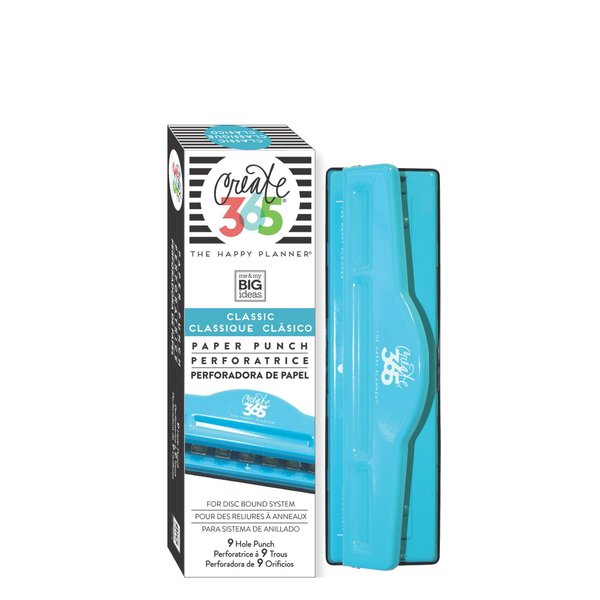 me & my BIG ideas Punch - The Happy Planner Scrapbooking Supplies - 9 Hole Paper Punch For Disc-Bound Planners - Punch Your Own Paper To Include In Your Planner - Classic Size