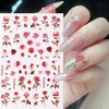 WOKOTO 9 Sheets Flower Nail Art Stickers for Hel Nails 3D Self-Adhesive Pink Red Rose Nail Decals Floral Designs Nail Stickers for Acrylic Nails Art Red Rose Nail Art Design Stickers for Women