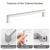 Probrico 10 Pack Stainless Steel Hole Centers 7.5inch Kitchen Cabinet Pulls,Brushed Satin Nickel Kitchen Cabinet Handles,Square Corner Bar Dresser Drawer Pull Handles