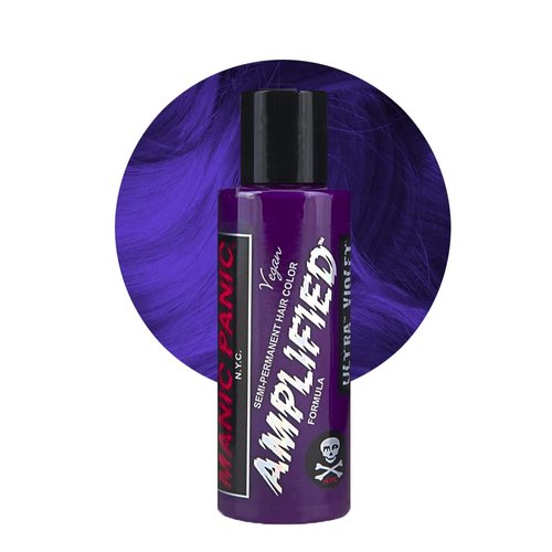 MANIC PANIC Ultra Violet Hair Color - Amplified - Semi Permanent Hair Dye - Cool Blue Toned Violet Color - Vegan, PPD & Ammonia Free - For Coloring Hair on Men & Women