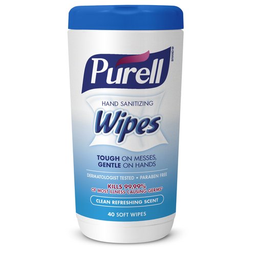 PURELL Hand Sanitizing Wipes, Clean Refreshing Scent, 40 Count Sanitizing Wipes Table Top Canisters (Pack of 3) - 9120-03-EC