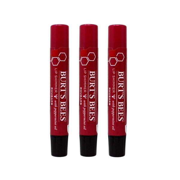 Burt's Bees Lip Shimmer, Rhubarb 0.09 oz (Pack of 3)