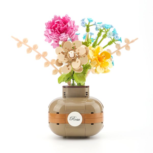LUKHANG Rose Vase Flower Bouquet Mini Building Blocks Creative DIY Set, Suitable for Adults or Children Over 8 Years Old, Ideal Gift for Girls or Women Plant Collection Set (542 pcs)
