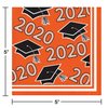 Creative Converting Class of 2020 Orange Grad Beverage Napkins, 5"