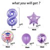Balloons, 11 pcs Foil Balloons 8 Year Old for 8th Birthday Party Supplies Decoration， Confetti Balloon Kids Party Balloons Birthday Party Supplies 8 Years Old Birthday Balloon for Kids (8th, Purple)
