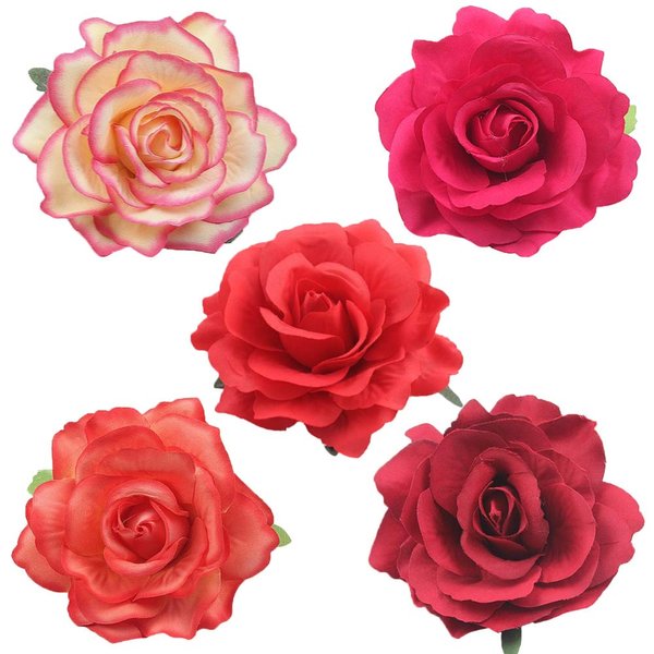 Halloween Rose Hair Clips Brooch Flower Red Rose Barrettes Brooch Pins Rose Hair Clip Breastpin Women Fashion Party Decoration Cosplay Costume Headpiece Cute Handmade Hair Accessories 5 Pack