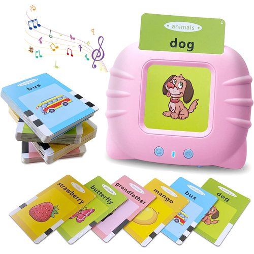 Makolle Talking Flash Cards Educational Toys, Autism Sensory Toys Learning Toys for Toddlers - Montessori Toys Flash Cards for Age 2 3 4 5 6(Pink)