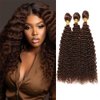 Chocolate Deep Wave Bundles Human Hair #4 Loose Brown Deep Curly Bundles Human Hair Dark Brown Bundles Double Weft Brazilian Human Hair Extensions for Black Women 10 12 14 inch 3 Bundles
