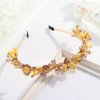 Formery Yellow Crystals Headband Gold Sparkle Flowers Crystal Beads Hair Band Party Prom Wedding Handmade Floral Beads Headpiece for Women and Girls