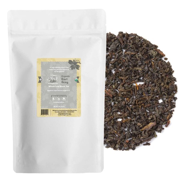 Heavenly Tea Leaves Organic Earl Grey, Bulk Loose Leaf Black Tea, 1 Lb. (Approx. 200 Cups) - Strong, Full Bodied, Brisk, Great For Hot Or Iced Tea, Immune & Heart Support, Antioxidants