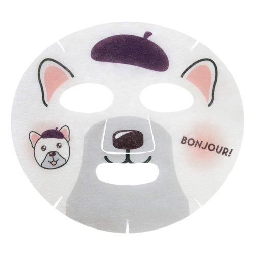 The Creme Shop Animal Sheet Mask, Korean, Hydrating, Collagen, Vitamin C, Anti-Aging - Pack of 3 (French Bulldog)